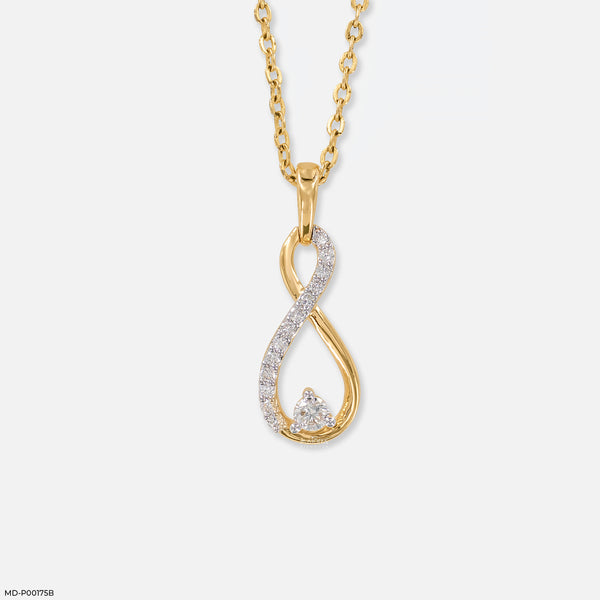 Infinity Solitaire Drop Lab Diamond Pendant 14K Yellow Gold