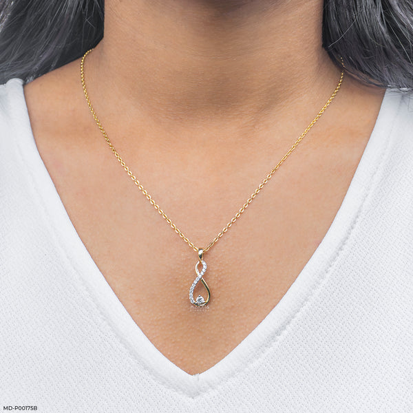 Infinity Solitaire Drop Lab Diamond Pendant 14K Yellow Gold