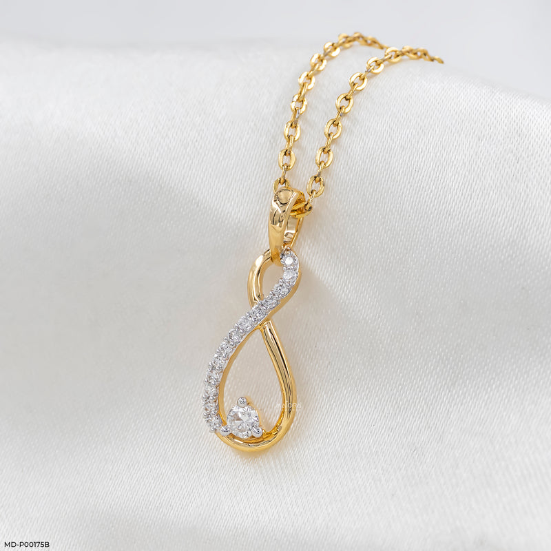 Infinity Solitaire Drop Lab Diamond Pendant 14K Yellow Gold