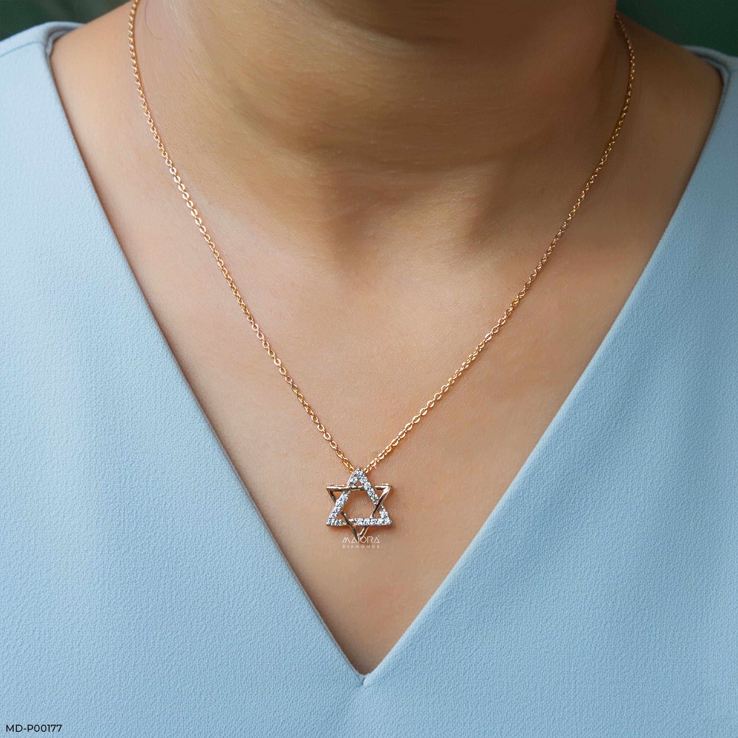 Shooting Star Diamond Pendant 9K Rose Gold