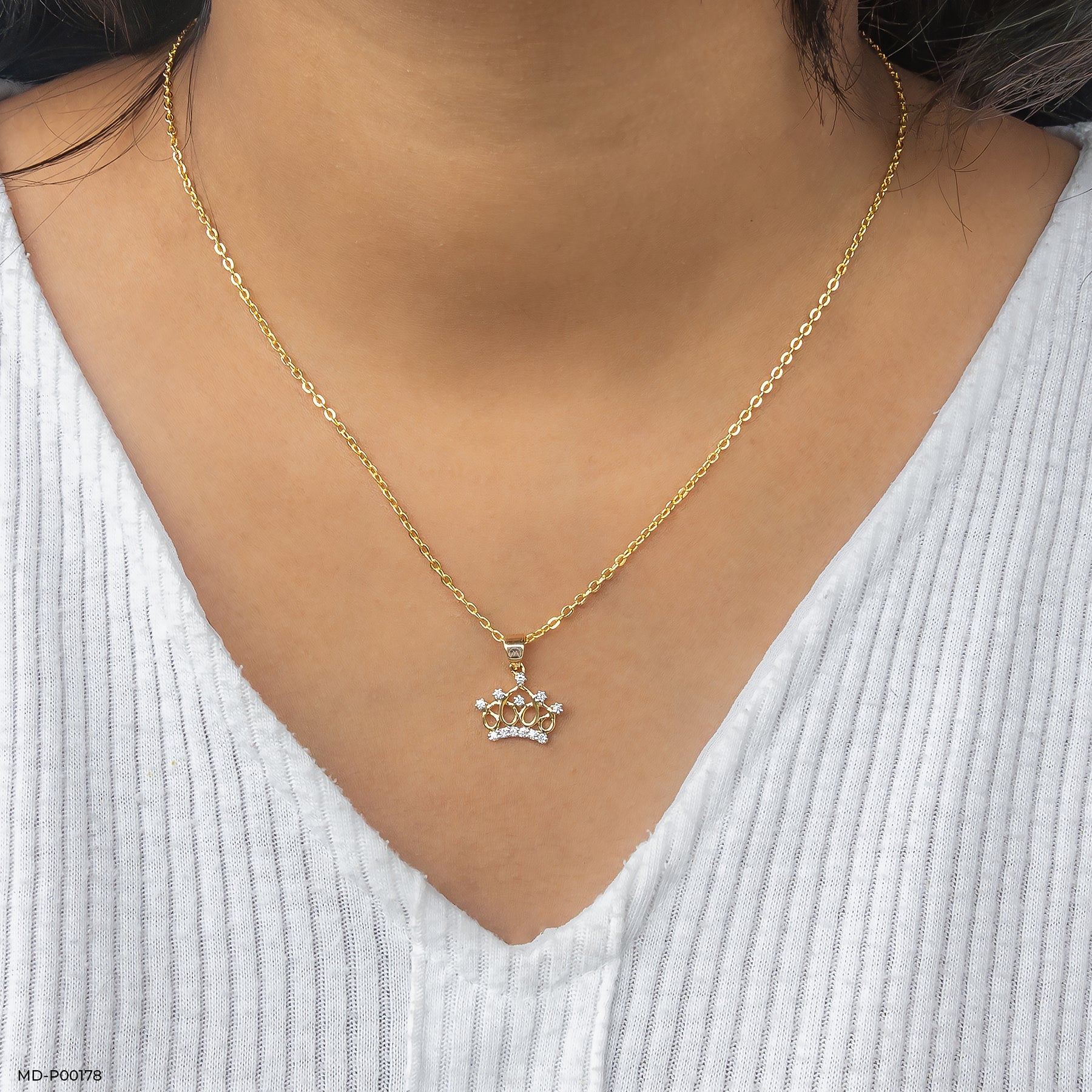 0.15 Carat Royal Tiara Lab Diamond Pendant 14K Yellow Gold