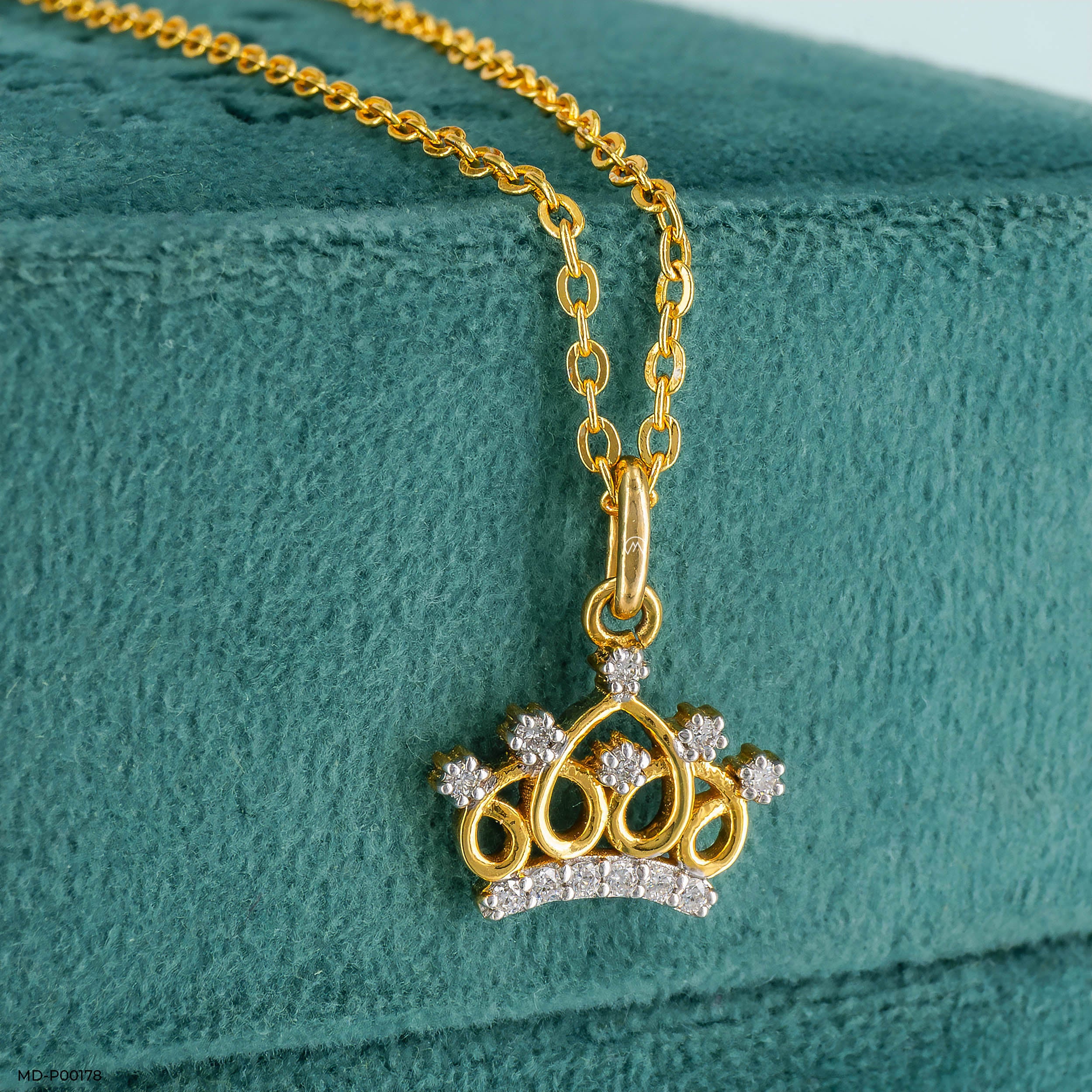 0.15 Carat Royal Tiara Lab Diamond Pendant 14K Yellow Gold
