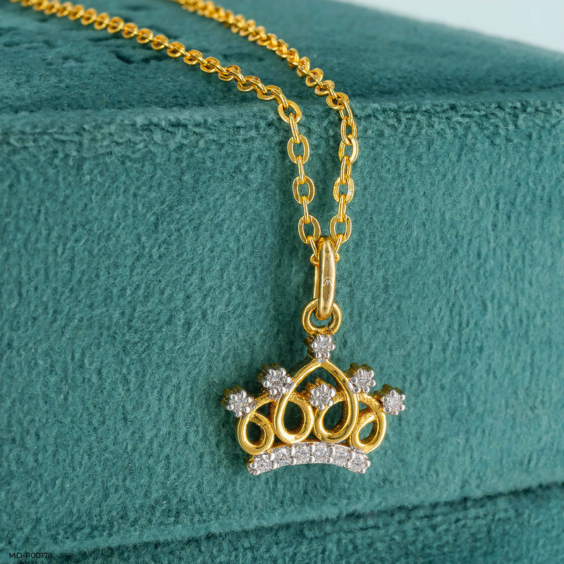 Royal Tiara Lab Diamond Pendant 14K Yellow Gold