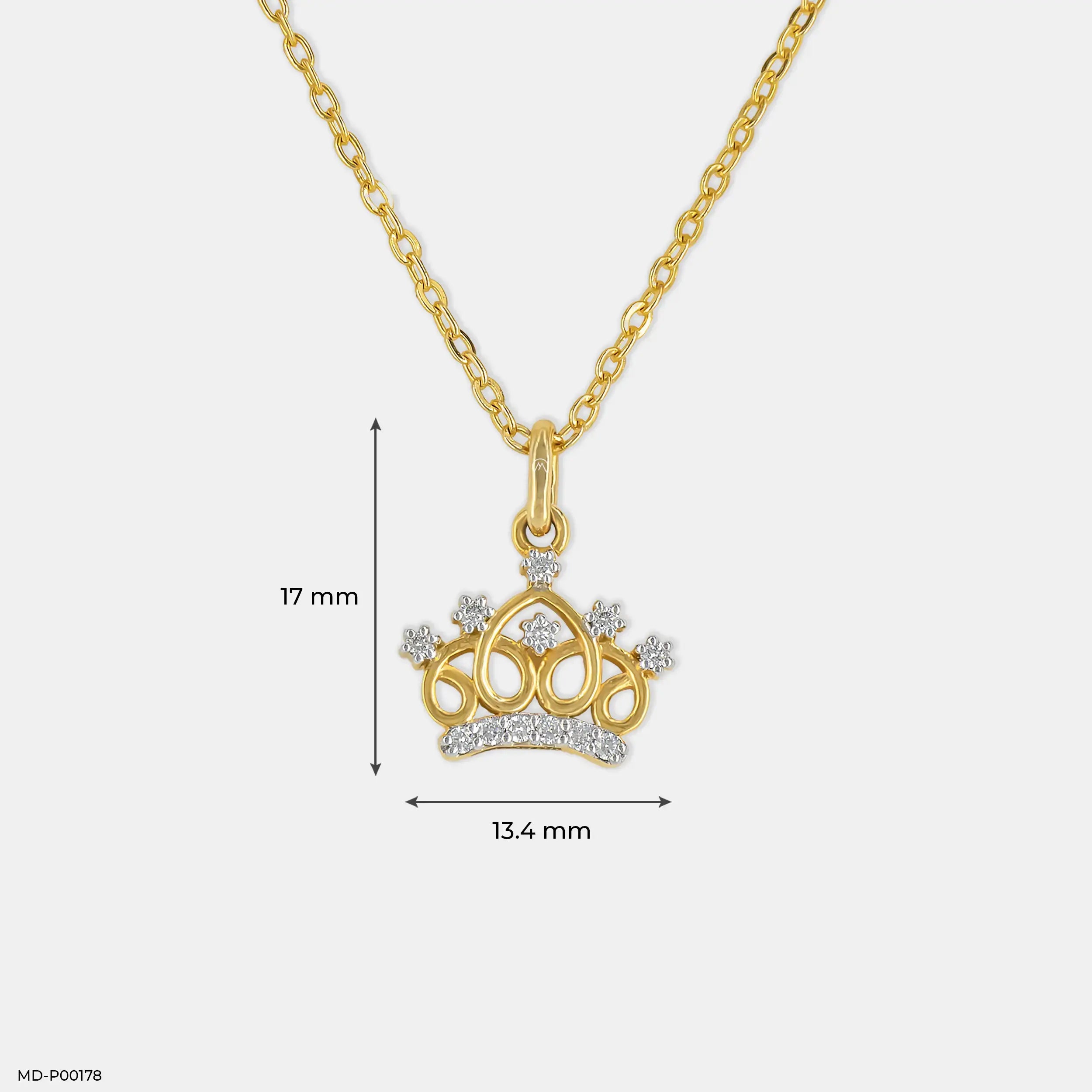 0.15 Carat Royal Tiara Lab Diamond Pendant 14K Yellow Gold
