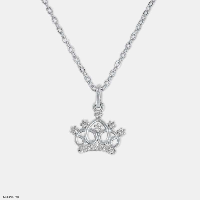 Royal Crown Diamond Pendant 14K Yellow Gold