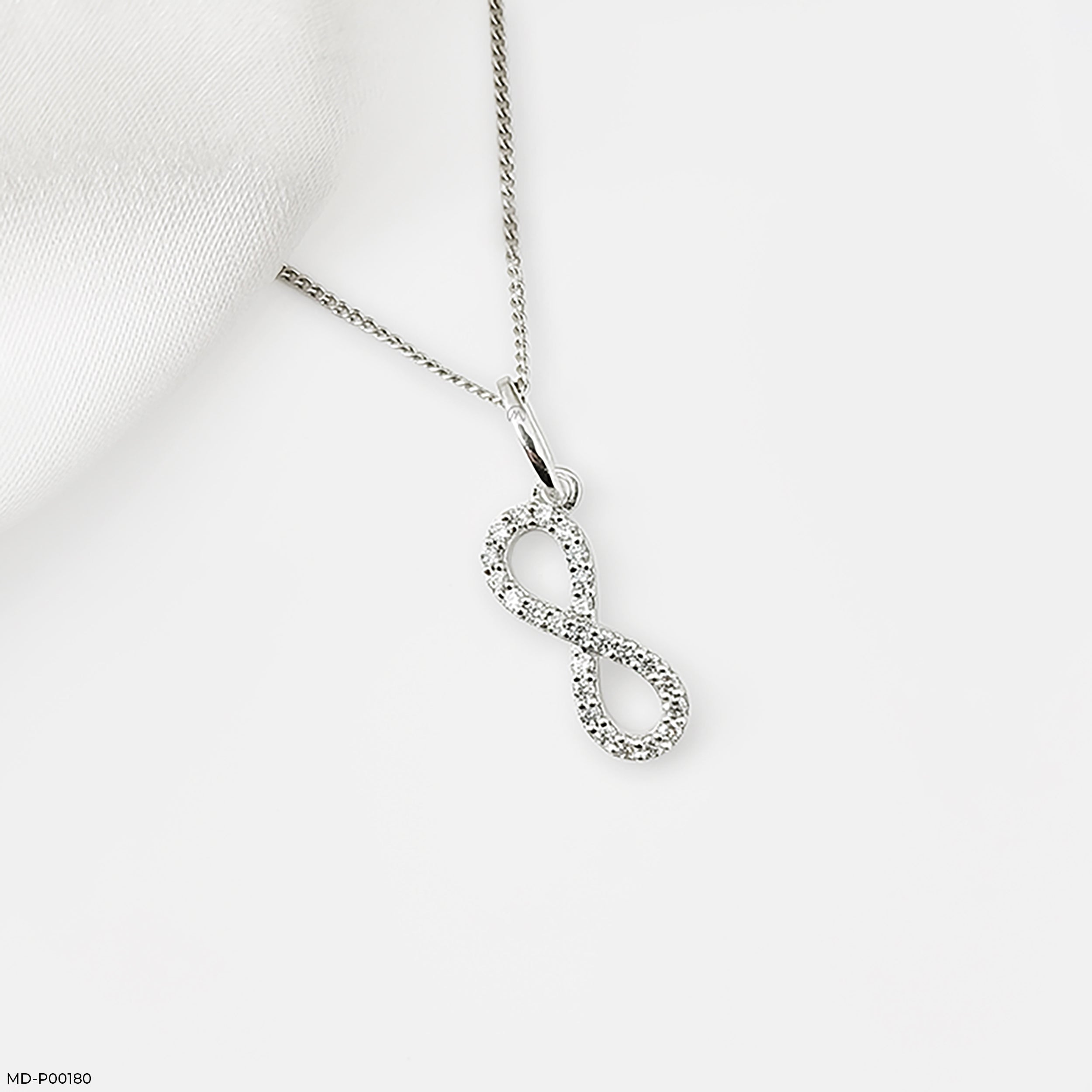 Infinity Diamond Pendants 9K White Gold