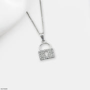 Lock Diamond Pendants 14K White Gold