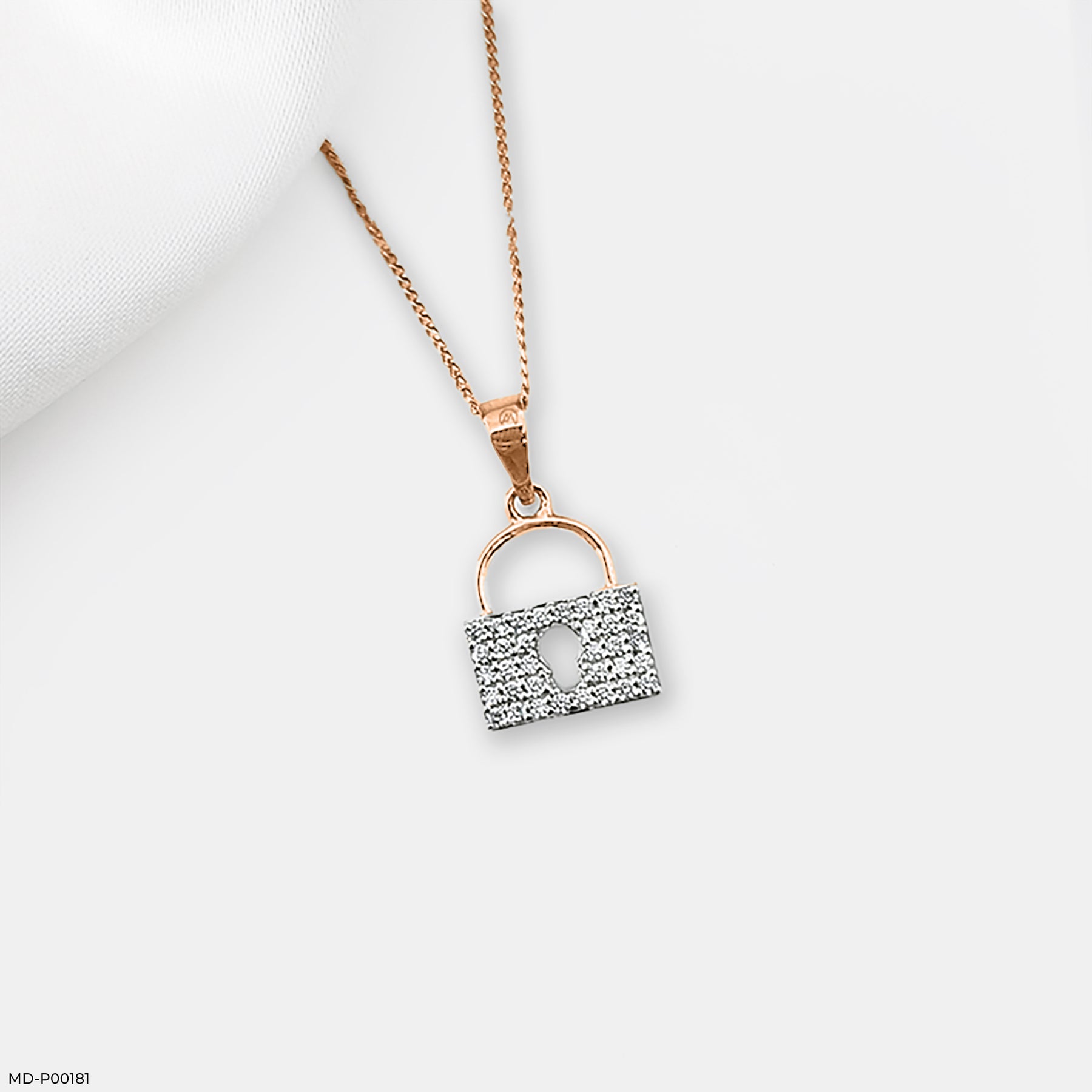 Lock Diamond Pendants 14K Rose Gold