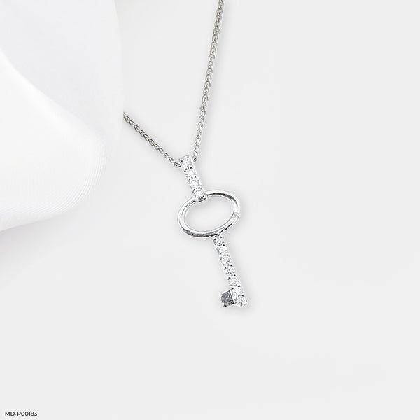 Key Diamond Pendants 18K White Gold