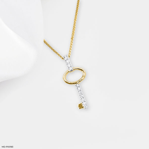 Key Diamond Pendants 14K Yellow Gold