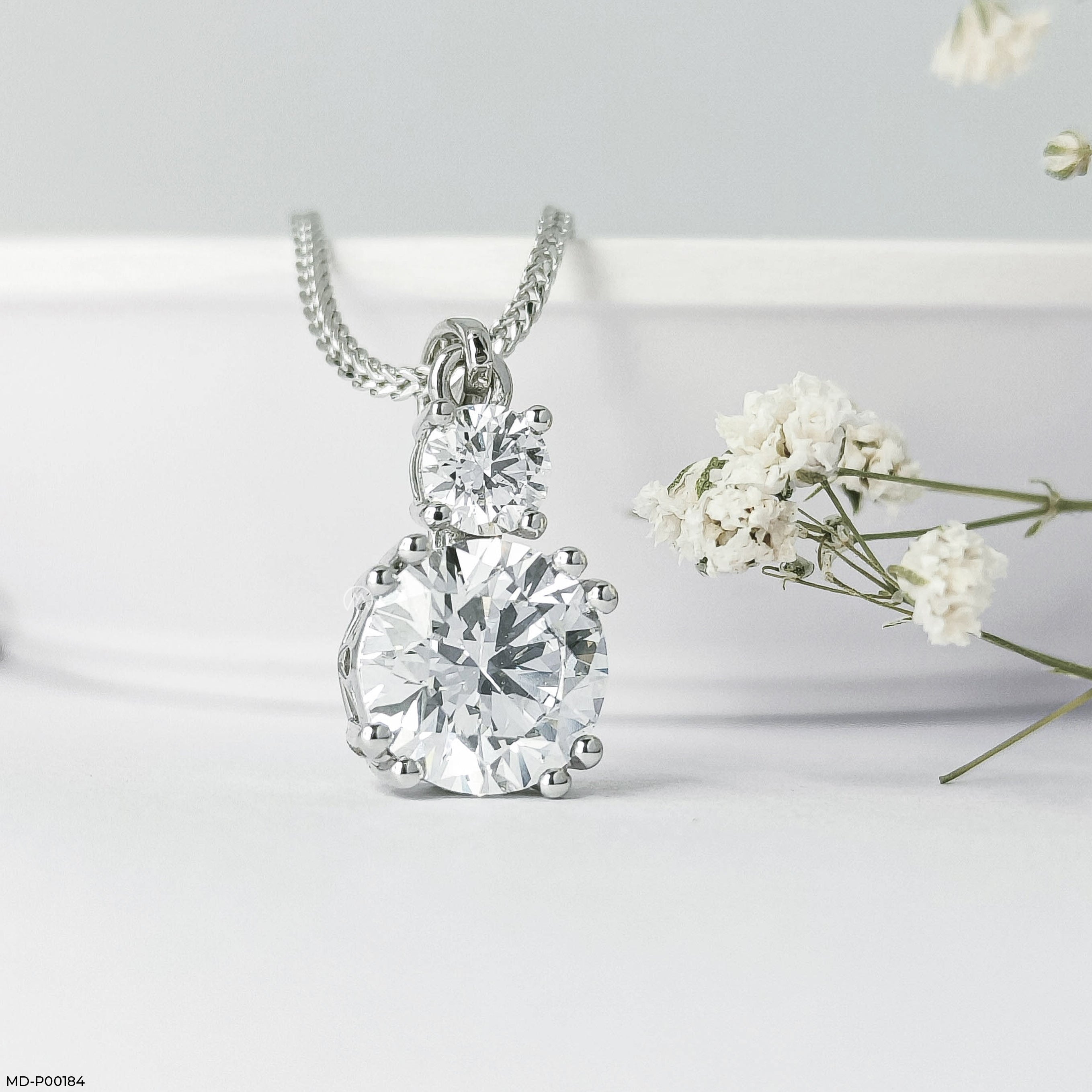 3 Carat Solitaire Amanda Pendant 14K Rose Gold