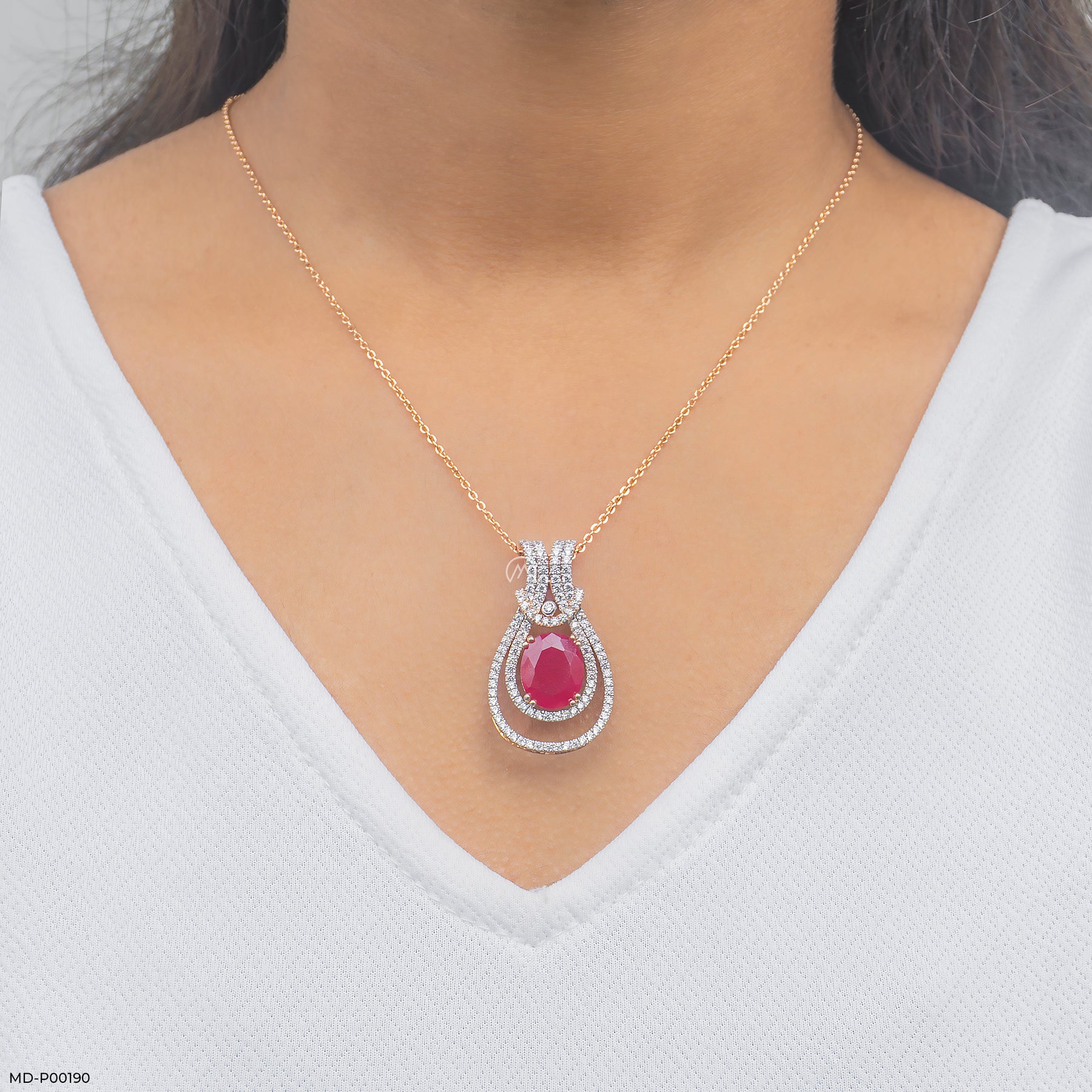 1 Carat Ruby of Eternity Pendants 9K Rose Gold