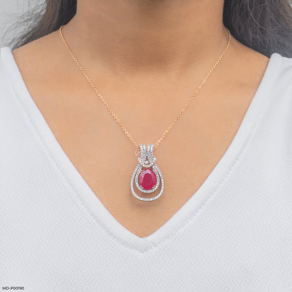 1 Carat Ruby of Eternity Pendants 14K Rose Gold