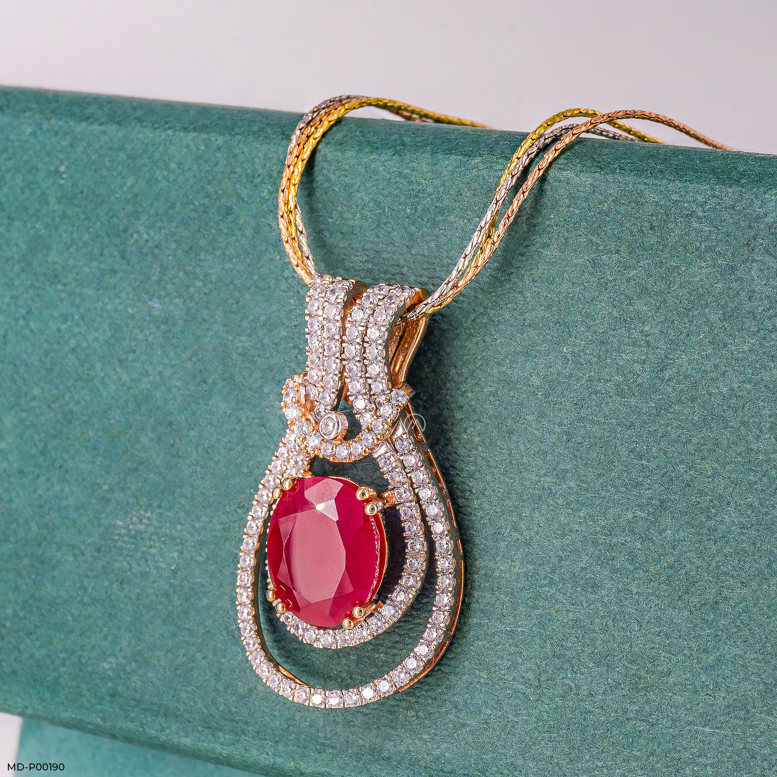 1 Carat Ruby of Eternity Pendants 14K White Gold
