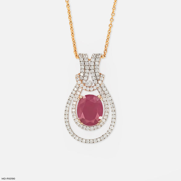 1 Carat Ruby of Eternity Pendants 14K Rose Gold