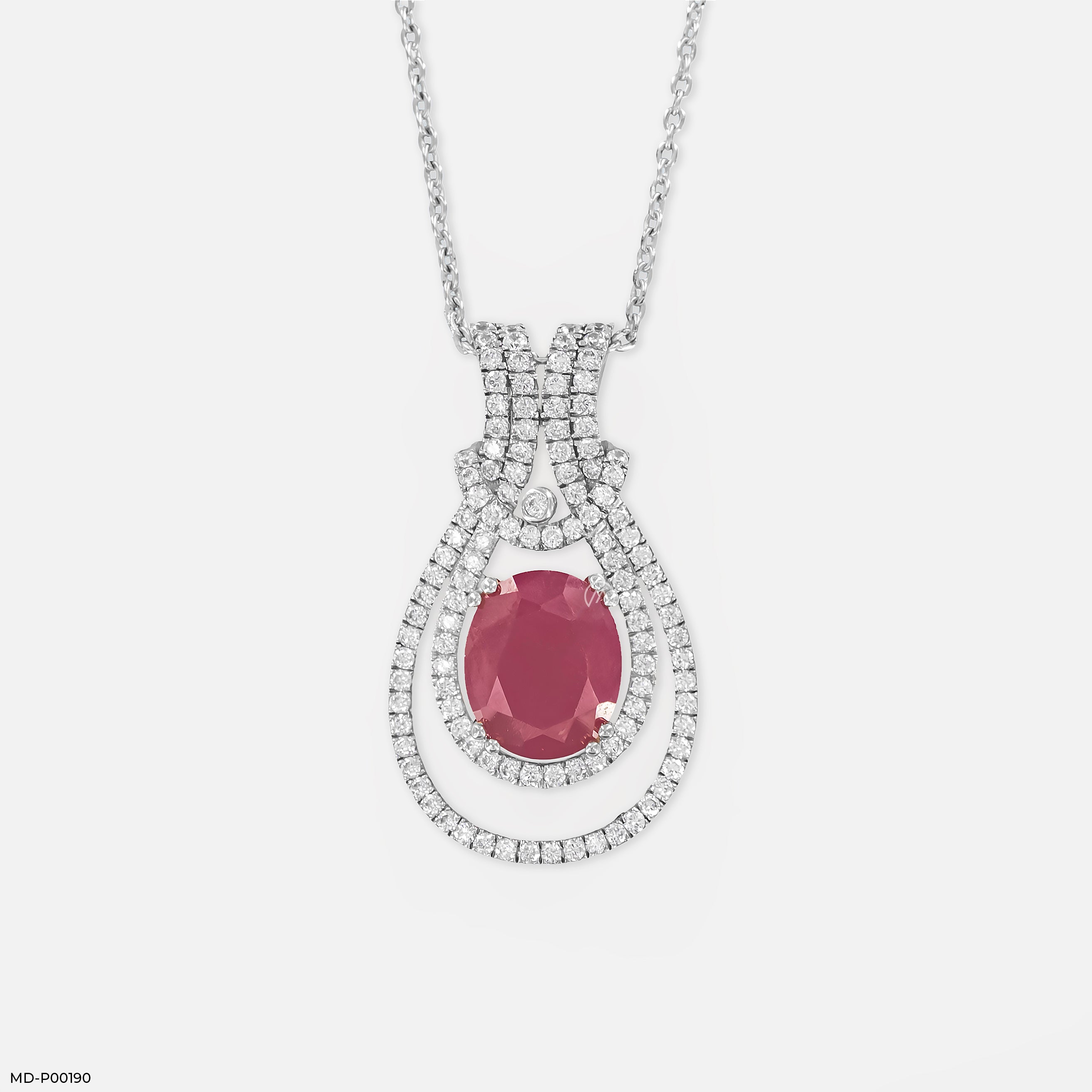 1 Carat Ruby of Eternity Pendants 14K White Gold