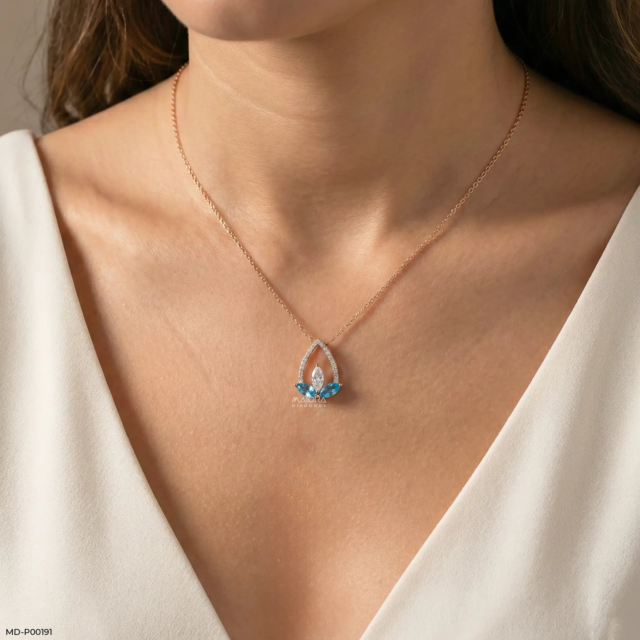 0.50 Carat Aqua Petal Pendants
