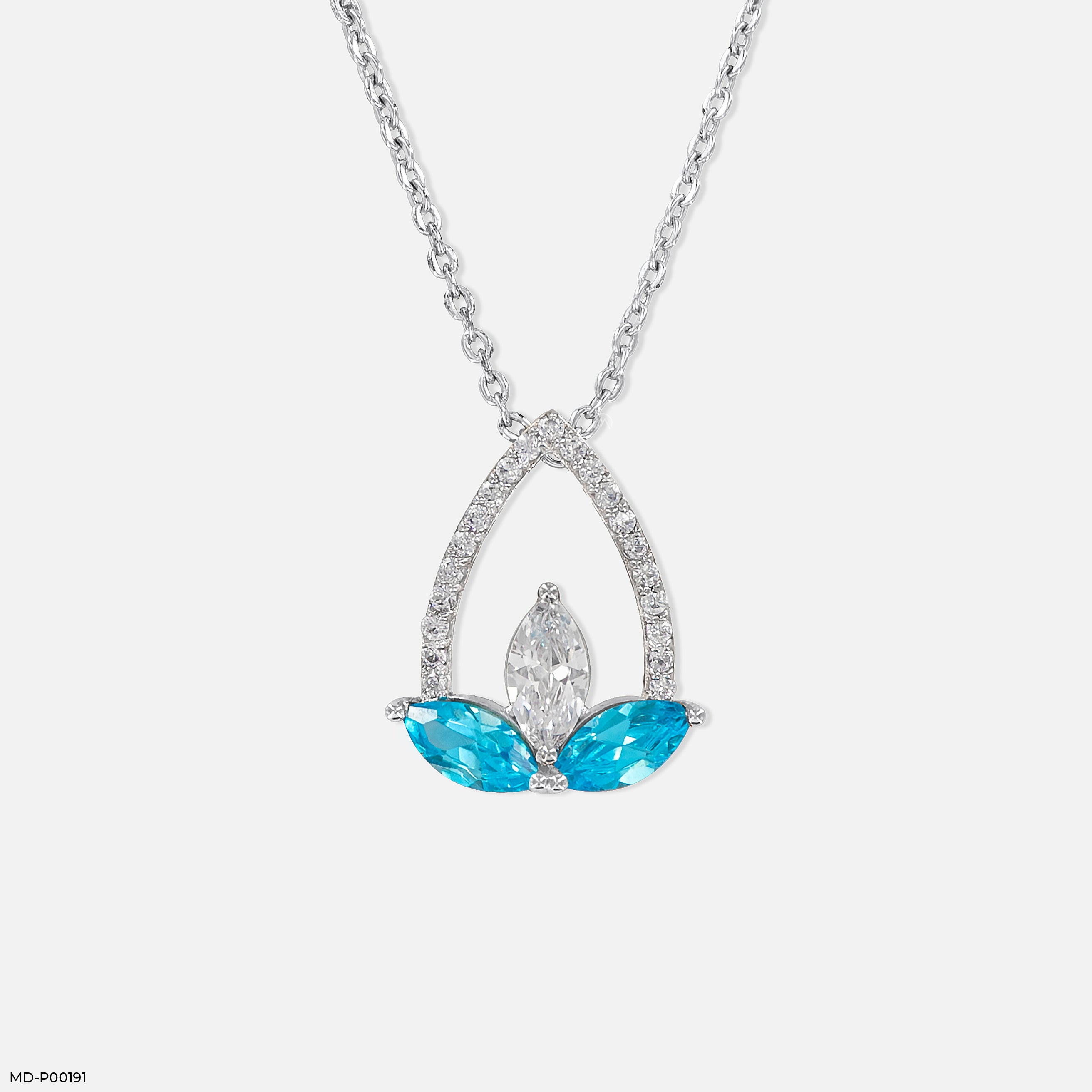 0.50 Carat Aqua Petal Pendants 9K White Gold