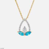 0.50 Carat Aqua Petal Pendants 14K Yellow Gold