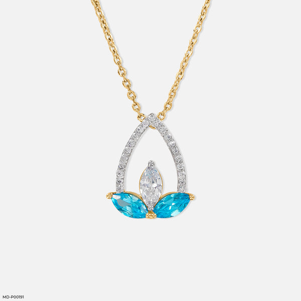 0.50 Carat Aqua Petal Pendants 14K Yellow Gold