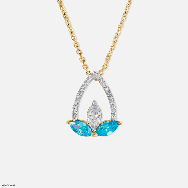 0.50 Carat Aqua Petal Pendants 14K Yellow Gold