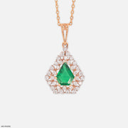 0.75 Carat Green Geometry Pendants 14K Rose Gold