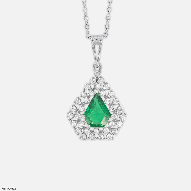 0.75 Carat Green Geometry Pendants 14K Yellow Gold