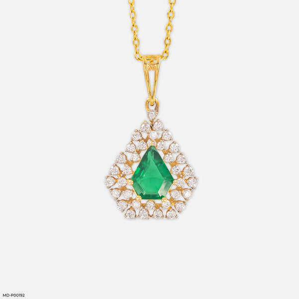 0.75 Carat Green Geometry Pendants 14K Yellow Gold