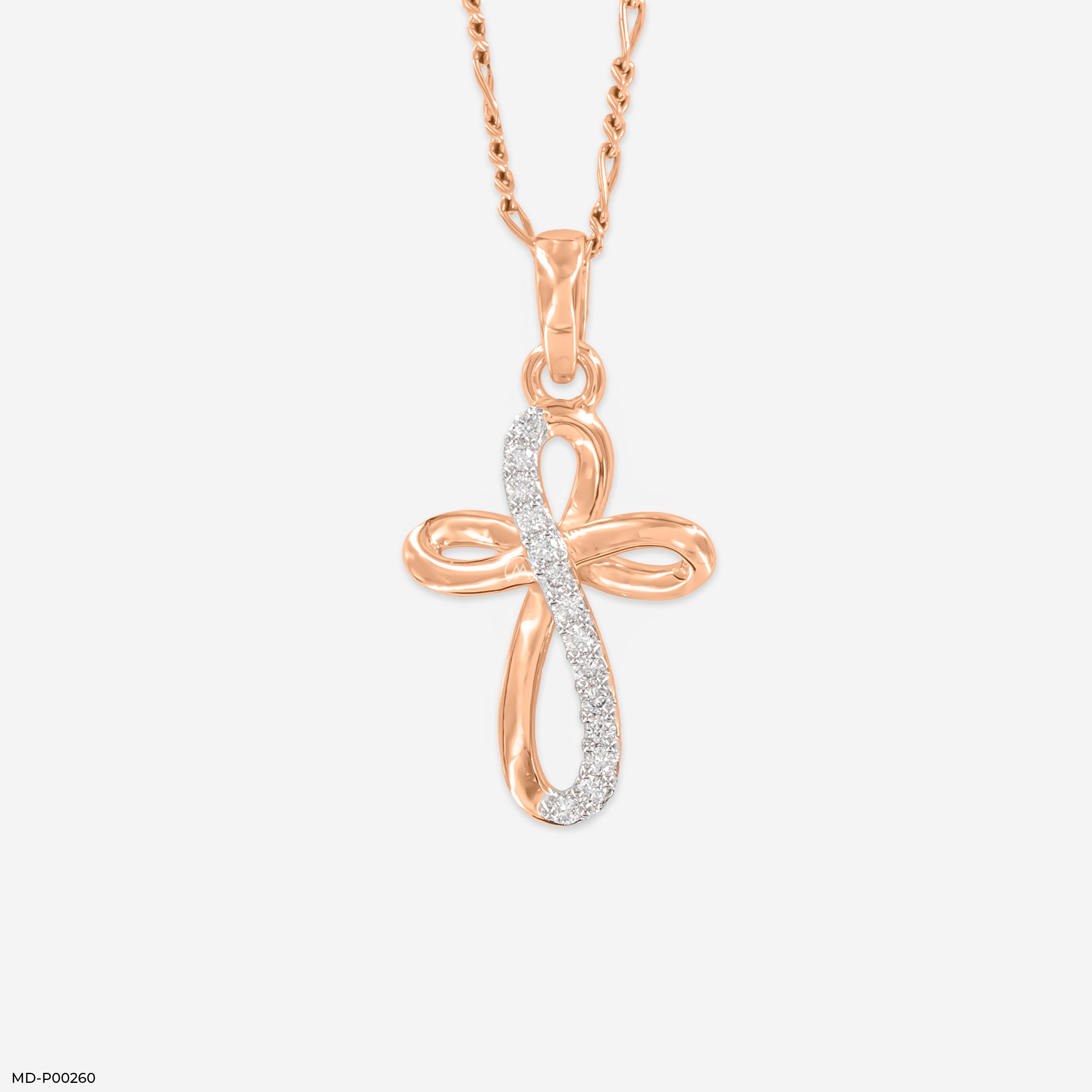 Loop Cross Diamond Pendants 18K Rose Gold