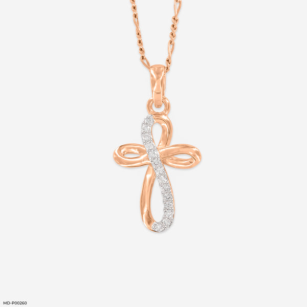 Loop Cross Diamond Pendants 14K Rose Gold