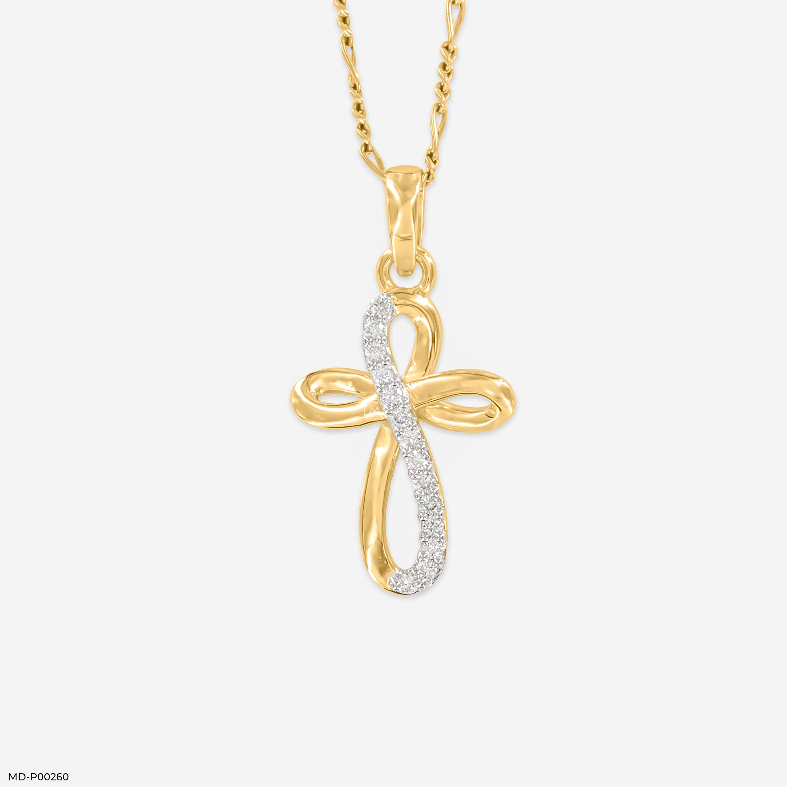 Loop Cross Diamond Pendants 18K Yellow Gold