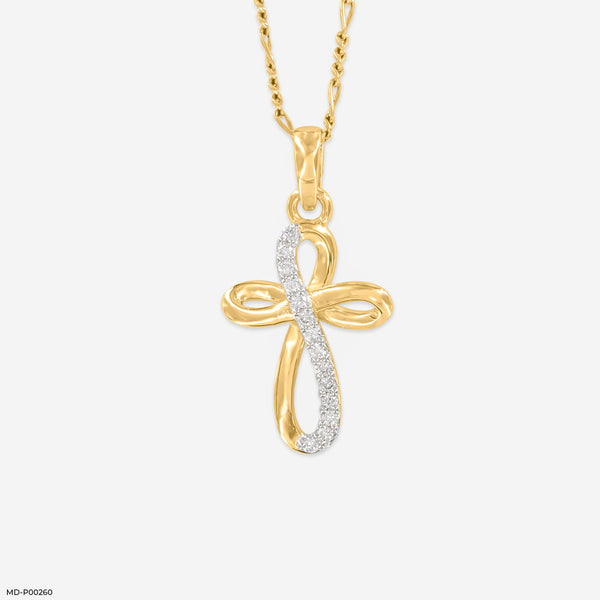 Loop Cross Diamond Pendants 18K Yellow Gold