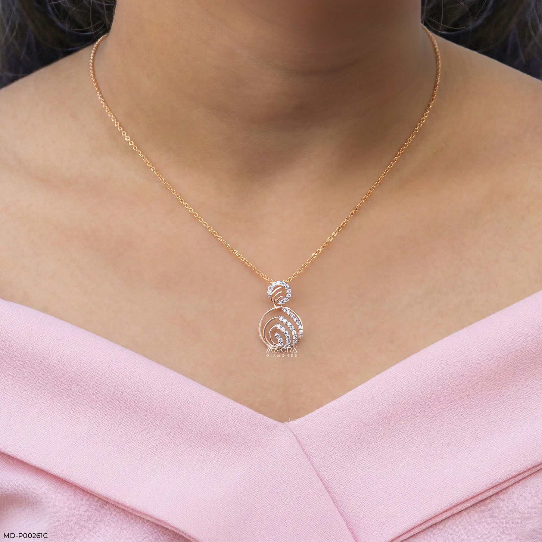 0.35 Carat Celestial Swirl Lab Diamond Pendant 14K Rose Gold