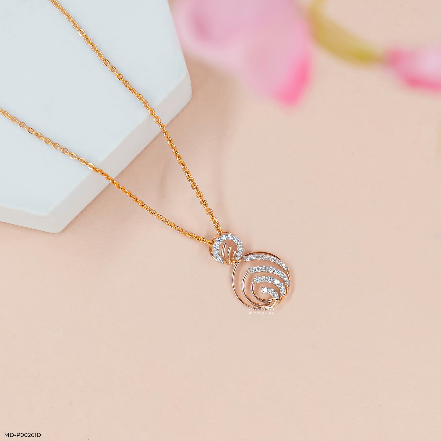 0.35 Carat Celestial Vortex Lab Diamond Pendant 14K Rose Gold