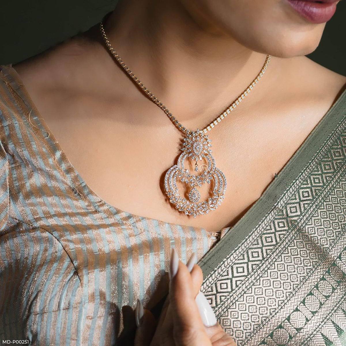 Floral Studded Diamond Pendants