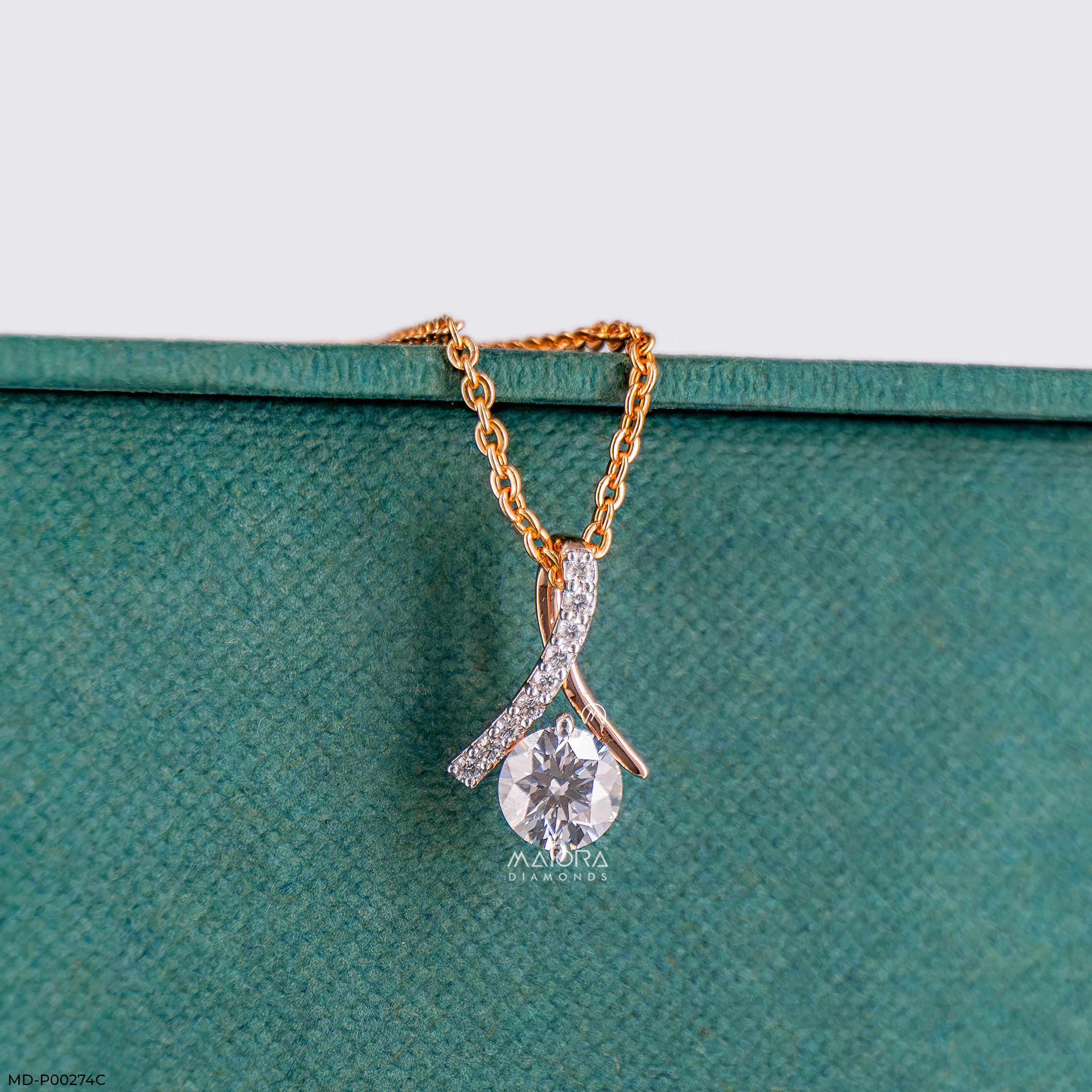 0.80 Carat Round Solitaire Starlit Lab Diamond Pendant 14K Rose Gold