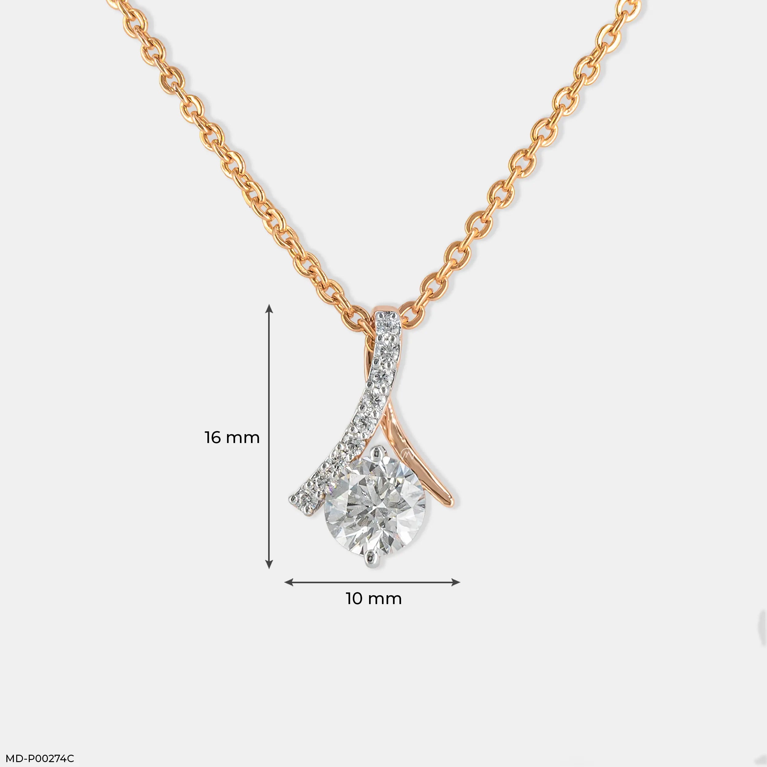 0.80 Carat Round Solitaire Starlit Lab Diamond Pendant 14K Rose Gold