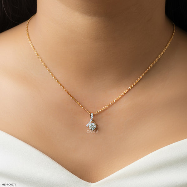 0.75 Carat Round Solitaire Starlit Pendant 14K Rose Gold