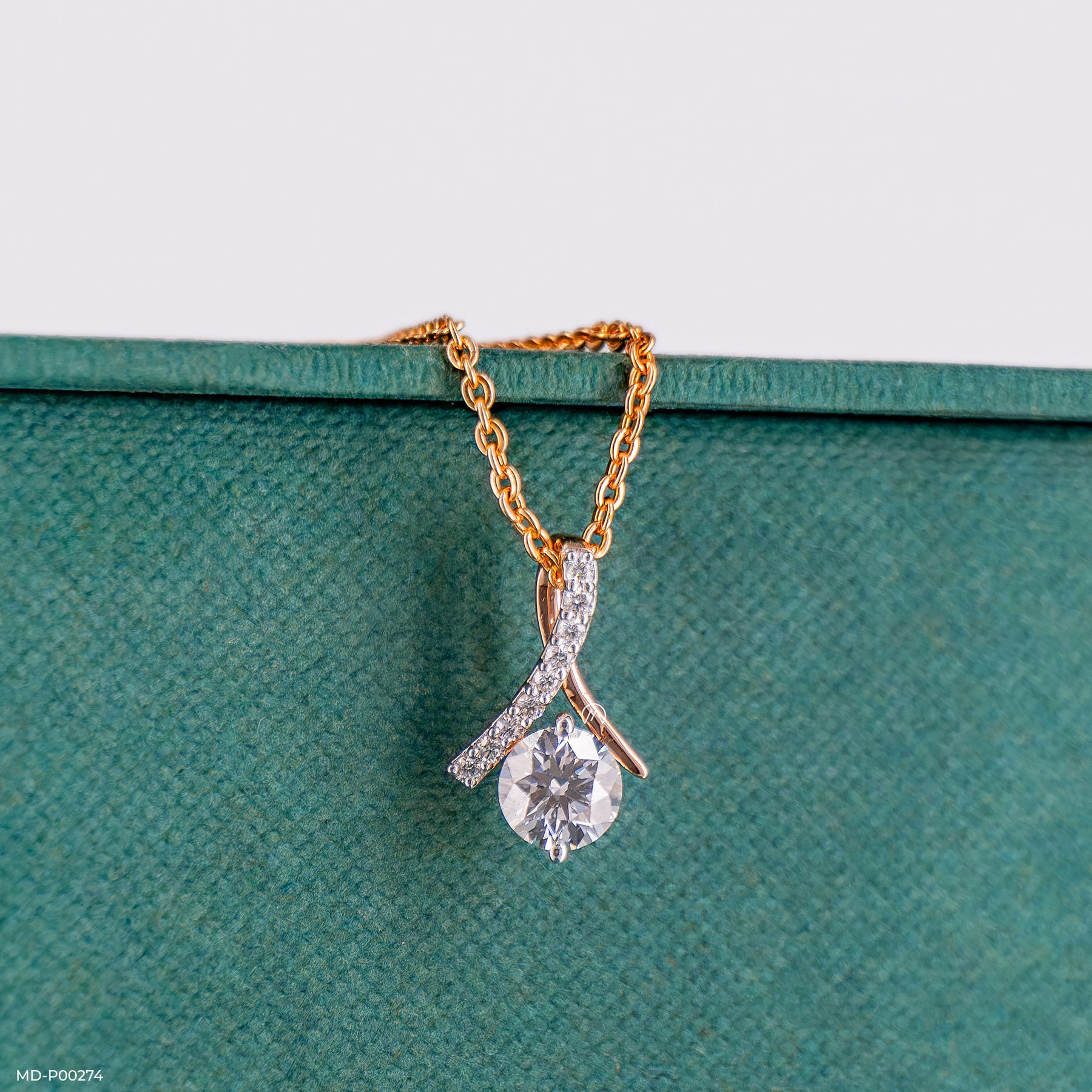 0.75 Carat Round Solitaire Starlit Pendant 14K Rose Gold