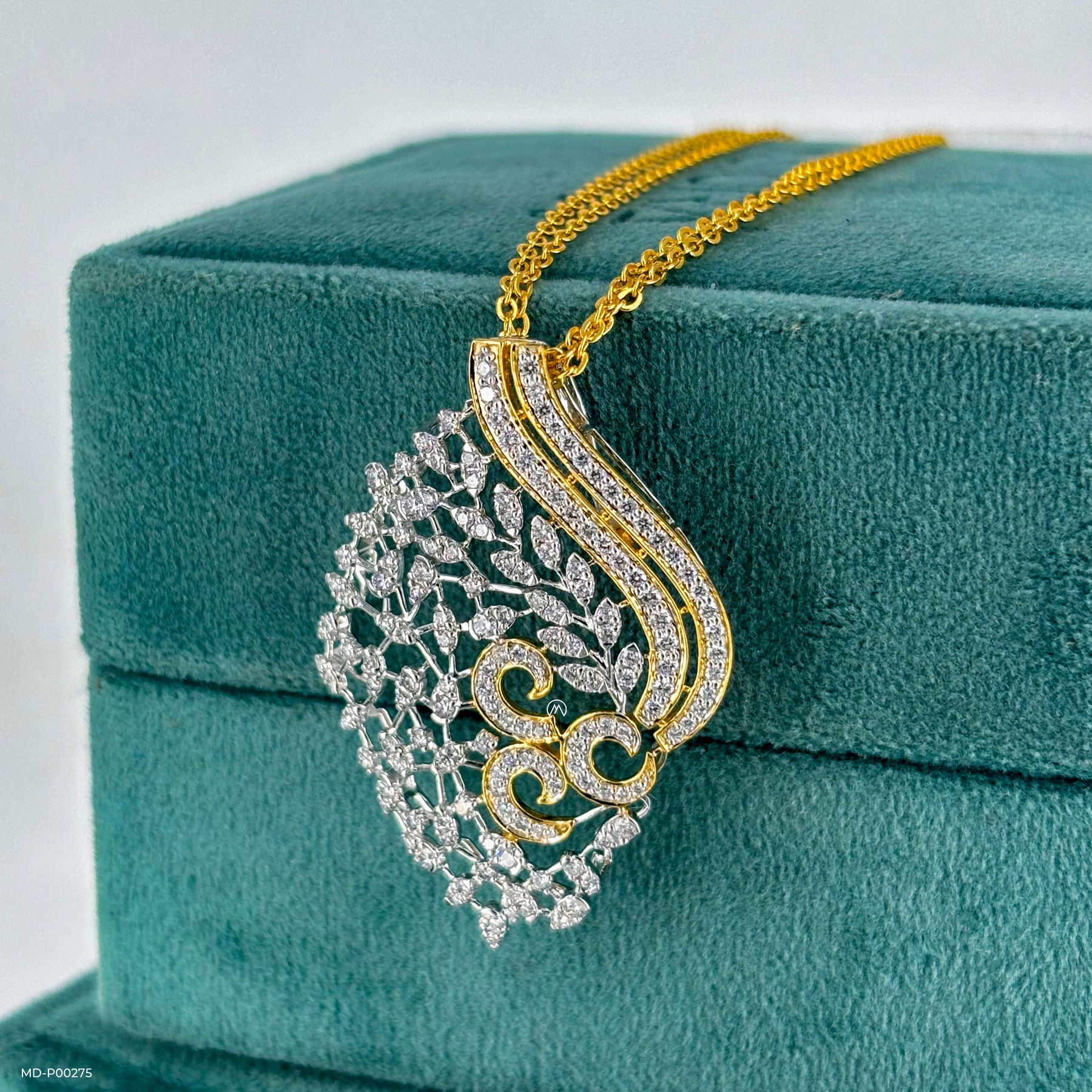 Traditional Leaf Diamond Pendants 9K Yellow Gold