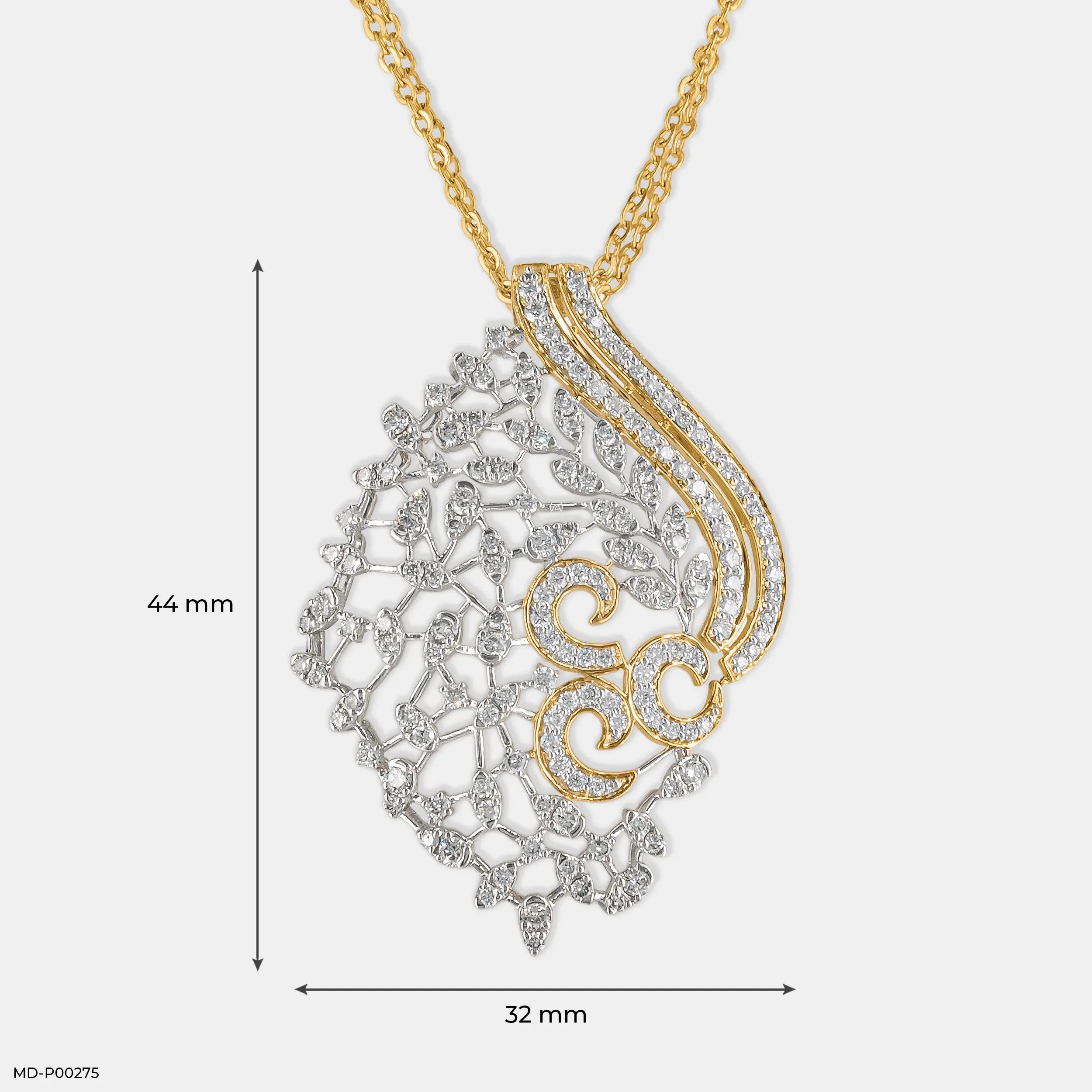 Traditional Leaf Diamond Pendants 9K Rose Gold
