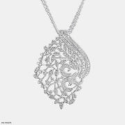 Traditional Leaf Diamond Pendants 18K White Gold