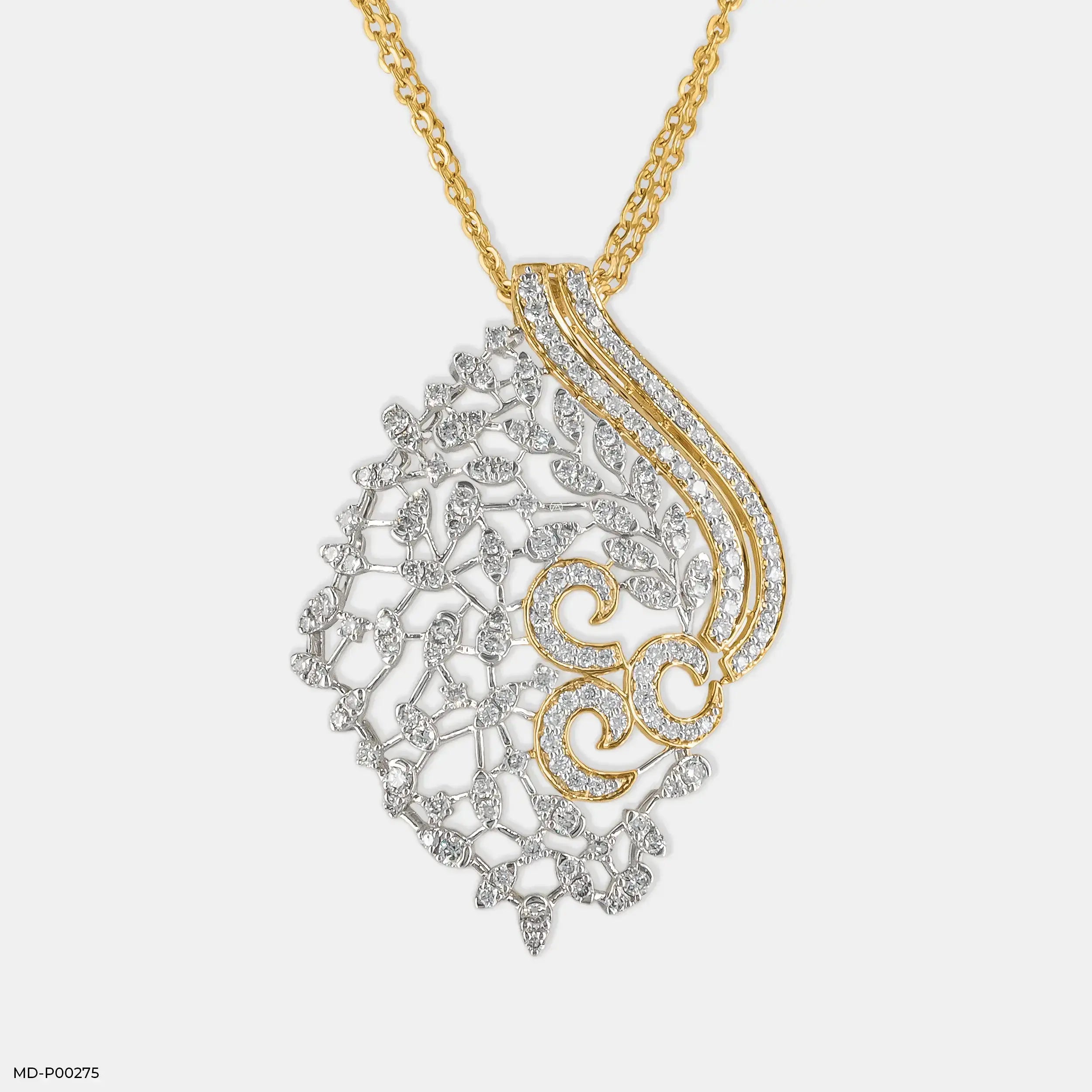 Traditional Leaf Diamond Pendants 9K Yellow Gold