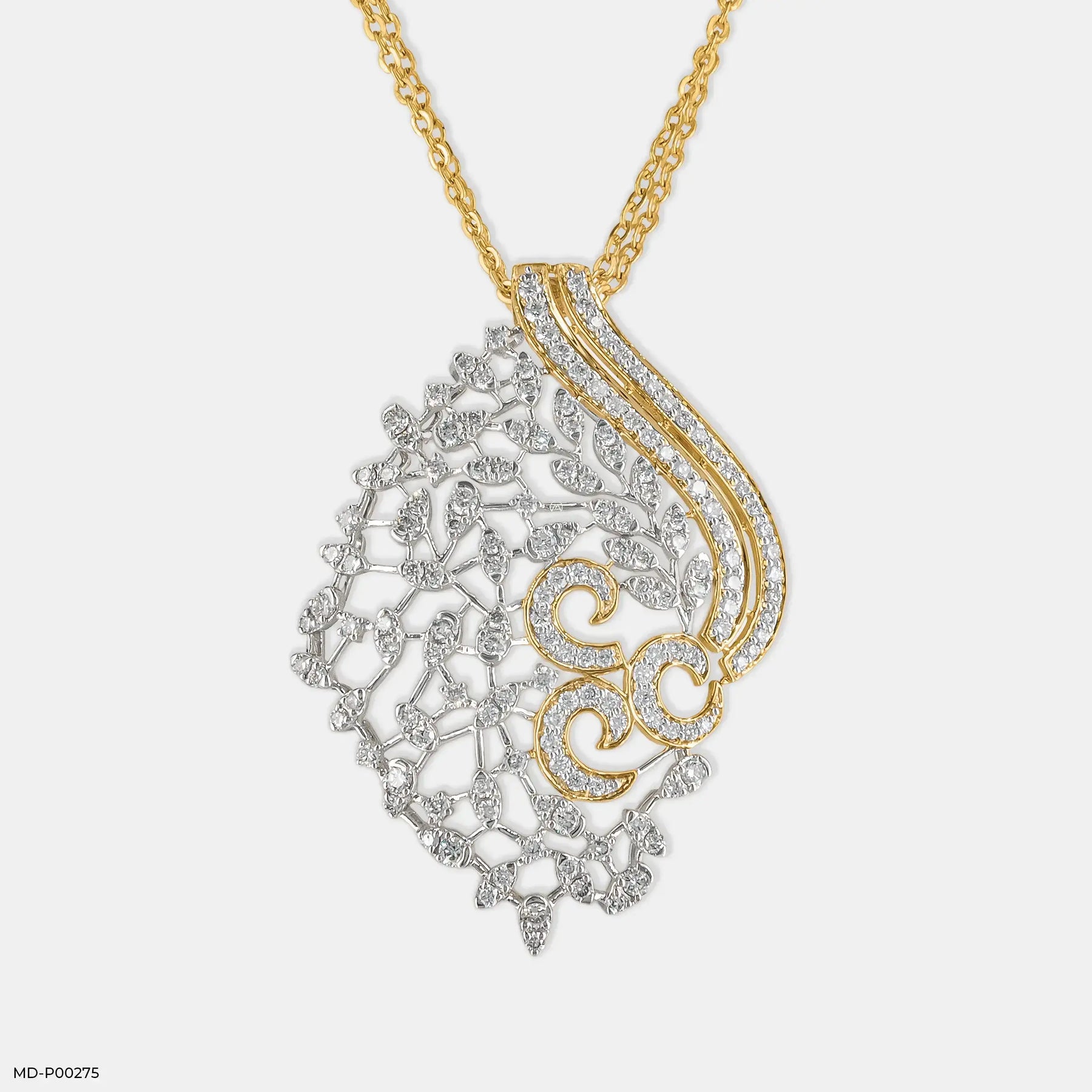 Traditional Leaf Diamond Pendants Platinum 950