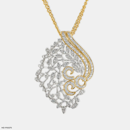 Traditional Leaf Diamond Pendants 9K Yellow Gold