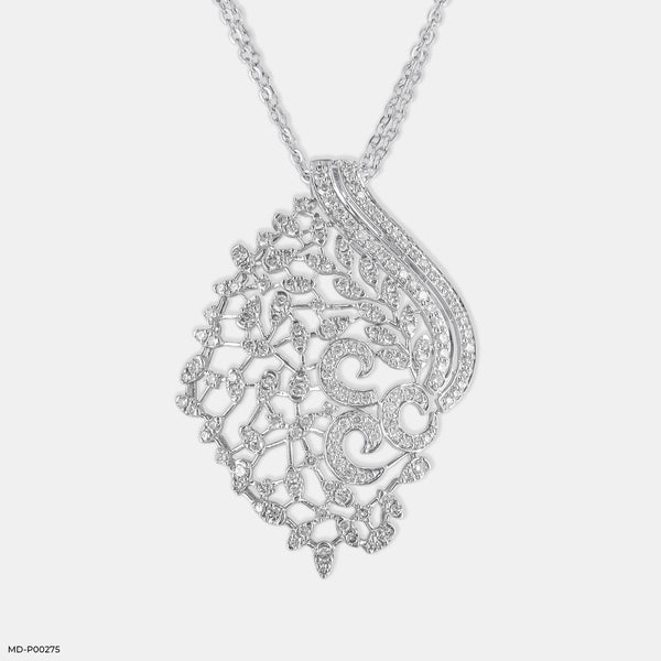 Traditional Leaf Diamond Pendants 18K White Gold