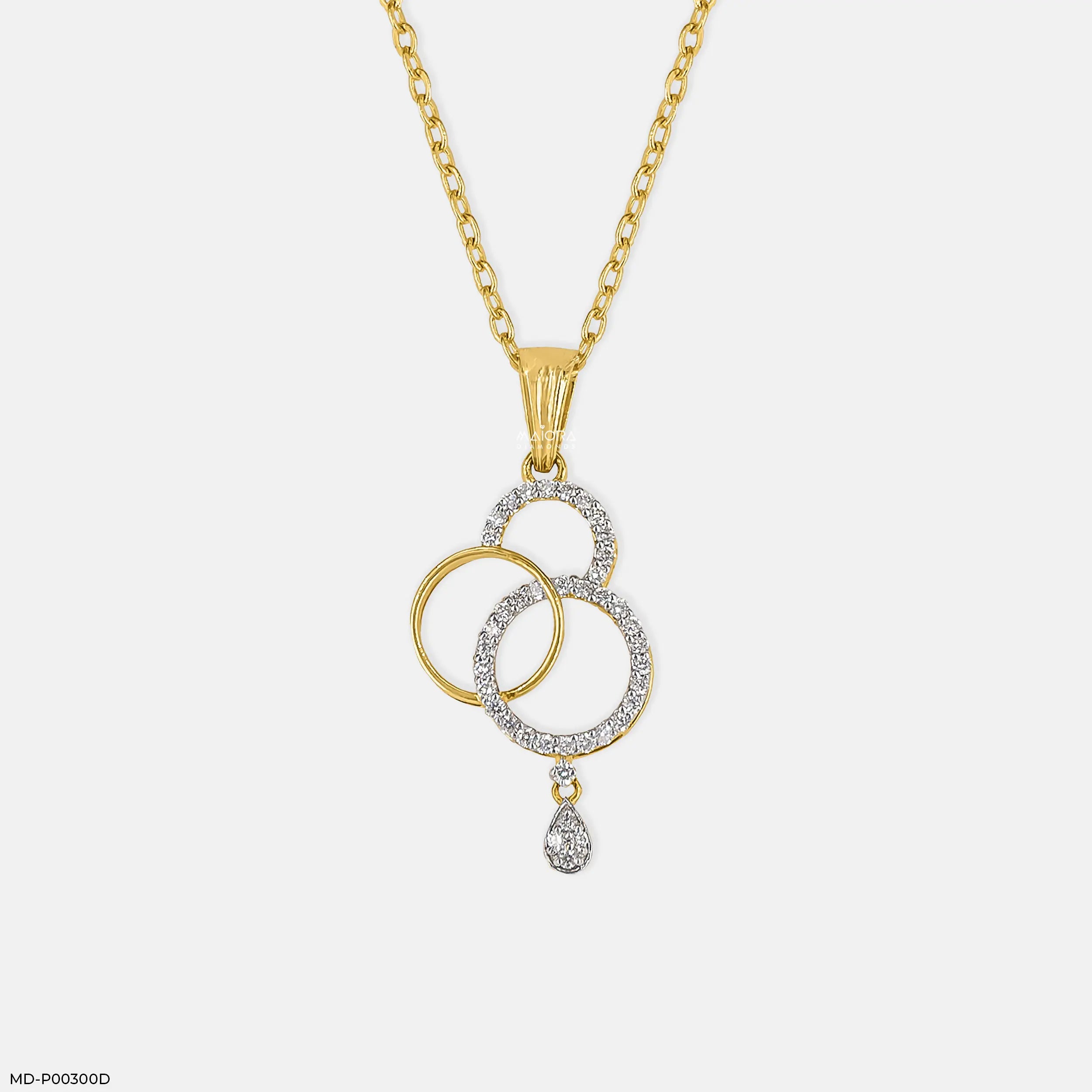 0.25 Carat Trios Circle Lab Diamond pendant 14K Yellow Gold