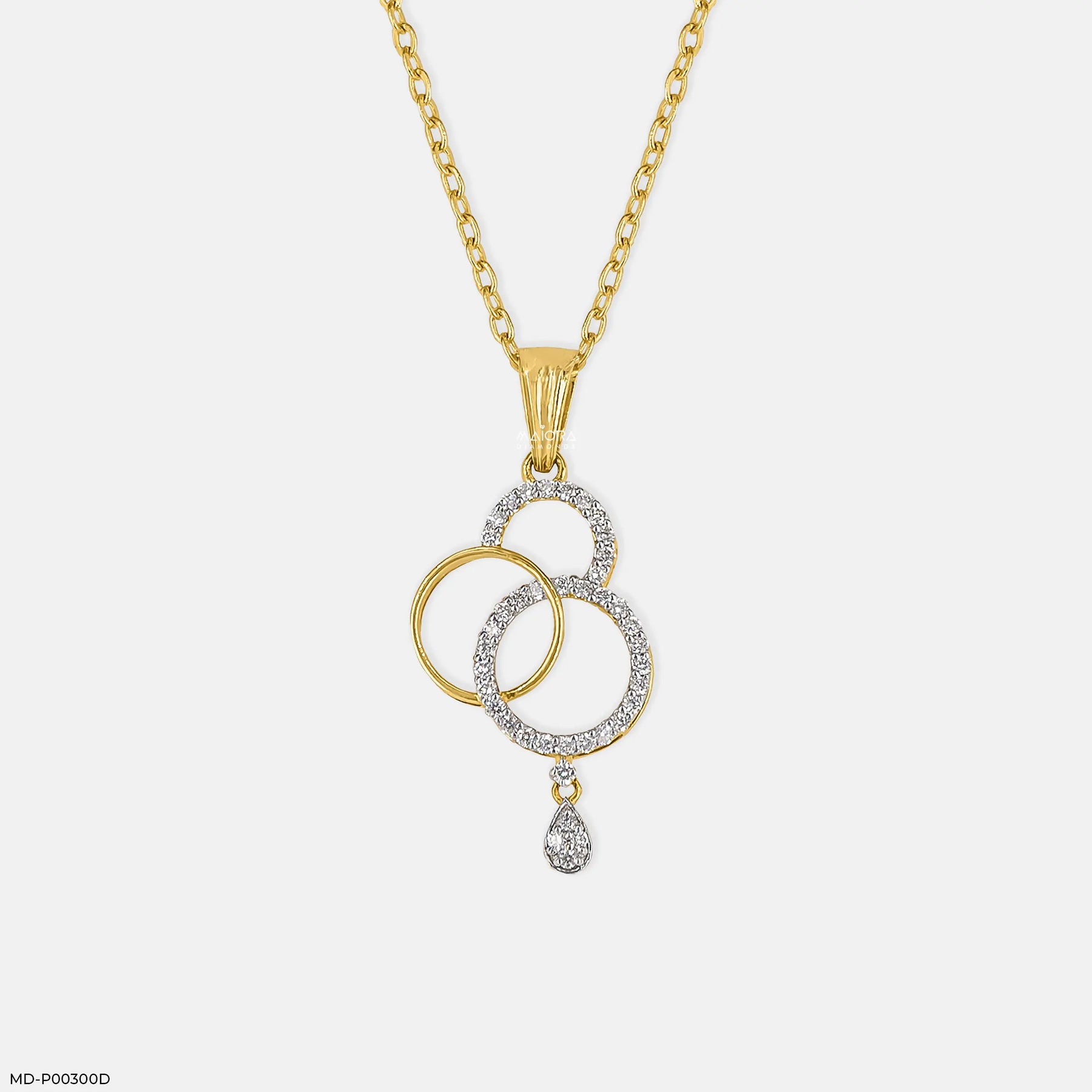 0.25 Carat Trios Circle Lab Diamond pendant 14K Yellow Gold