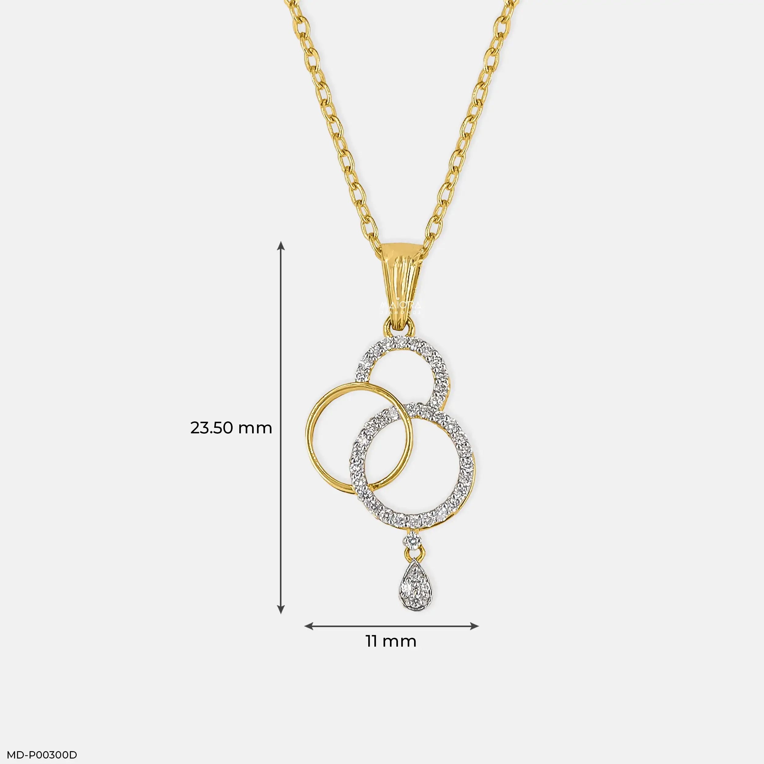 0.25 Carat Trios Circle Lab Diamond pendant 14K Yellow Gold