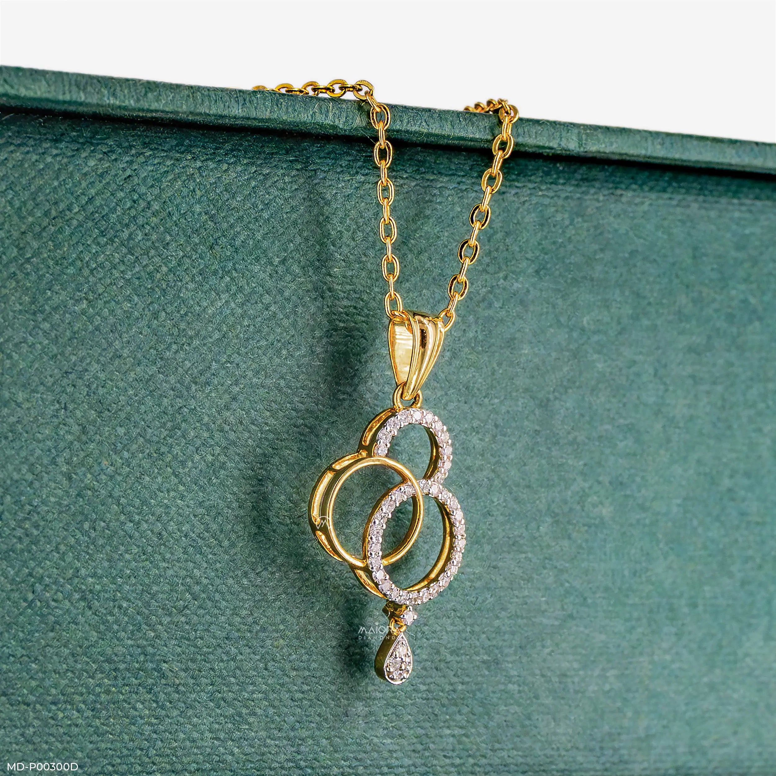 0.25 Carat Trios Circle Lab Diamond pendant 14K Yellow Gold